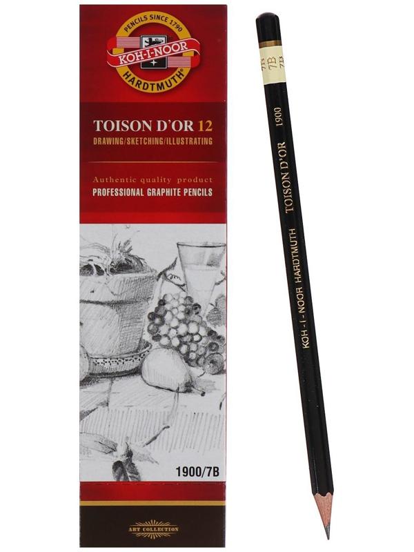 Карандаш профессиональный чернографитный 2.5 мм, Koh-I-Noor 1900 7В, L=175 мм