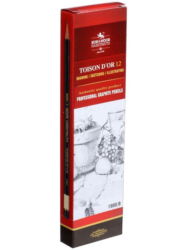 Карандаш профессиональный чернографитный 2.0 мм, Koh-I-Noor 1900 B, L=175 мм
