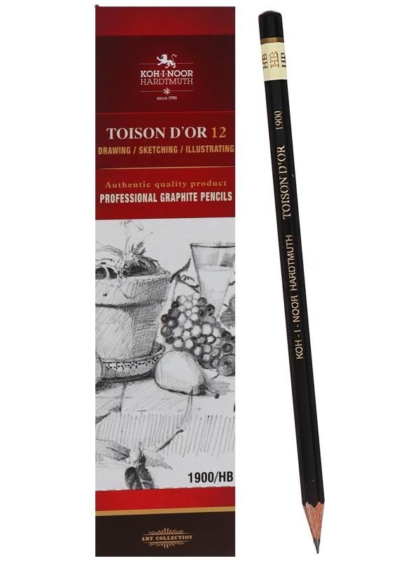 Карандаш профессиональный чернографитный 2.0 мм, Koh-I-Noor 1900 НВ, L=175 мм