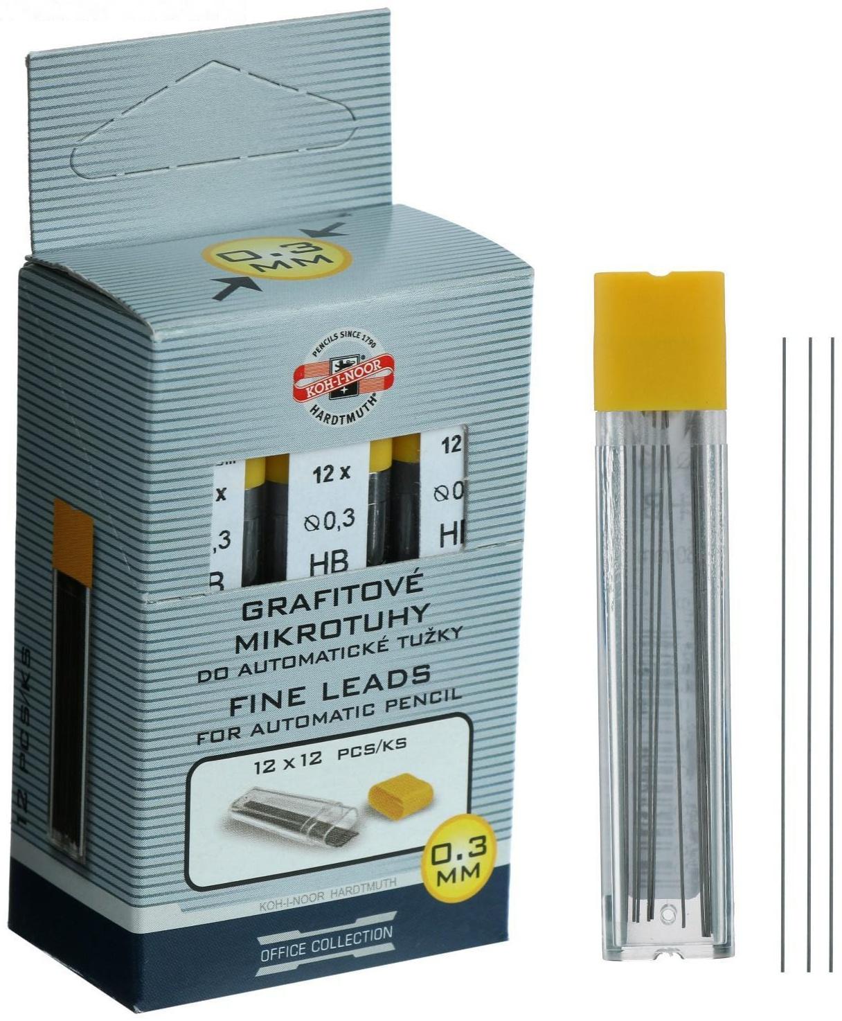 Грифели для механических карандашей 0.3 мм, Koh-I-Noor 4132 НВ, 12 штук, в футляре