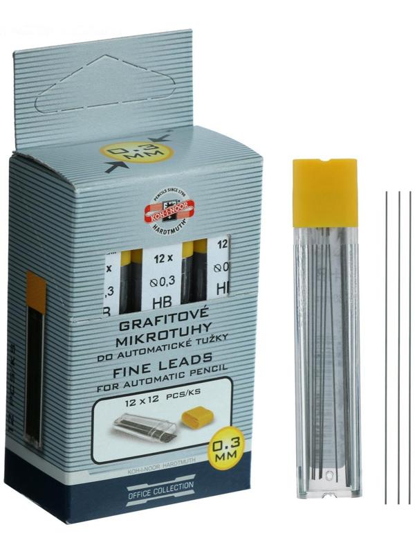 Грифели для механических карандашей 0.3 мм, Koh-I-Noor 4132 НВ, 12 штук, в футляре