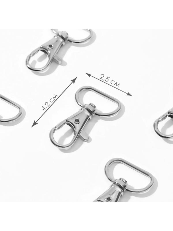 Карабин металлический, 42 × 25 мм / 20 × 3 мм, 10 шт, цвет серебряный