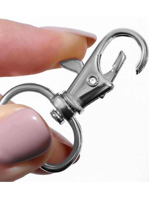 Карабин металлический, 42 × 25 мм / 20 × 3 мм, 10 шт, цвет серебряный