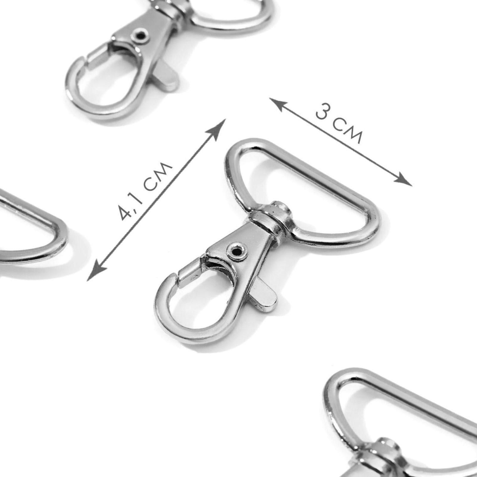 Карабин металлический, 41 × 30 мм / 25 × 2 мм, 10 шт, цвет серебряный