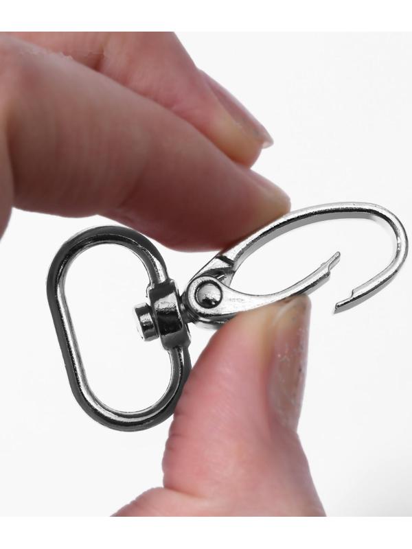 Карабин металлический, 44 × 25 мм / 20 × 2,2 мм, 10 шт, цвет серебряный