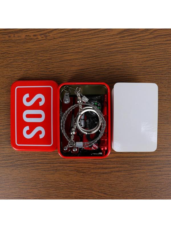 Набор для выживания 6в1: свисток, компас, цепь, карта выжив, кремень, универс нож