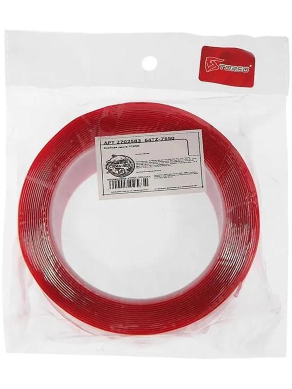 Клейкая лента TORSO, прозрачная, двусторонняя, акриловая, 40 мм х 5 м