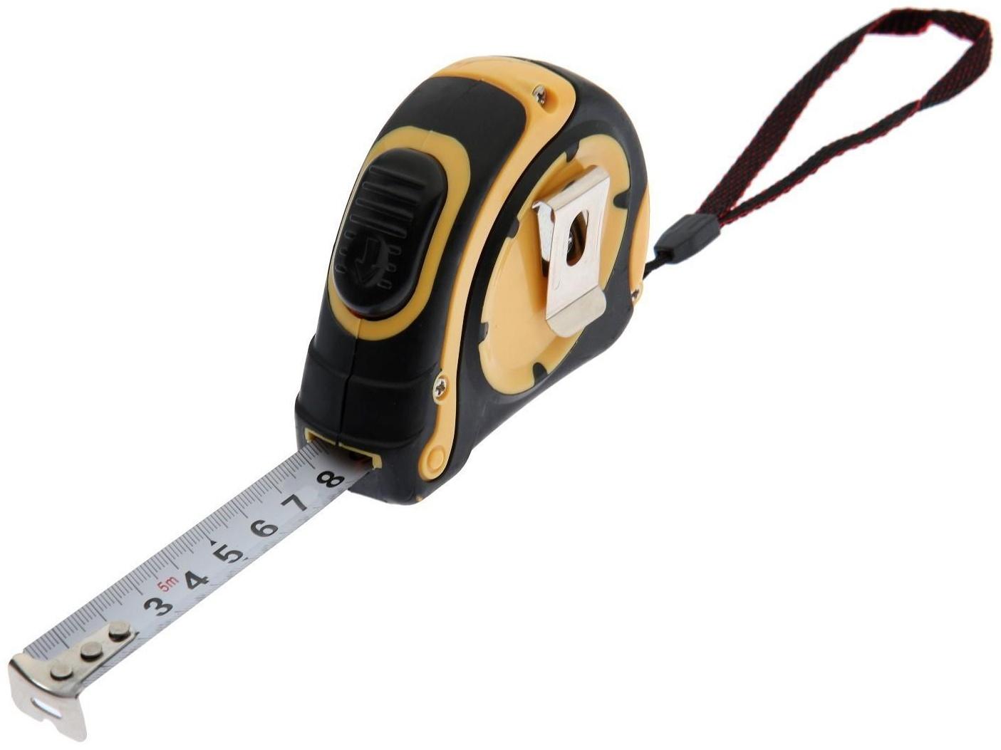 Рулетка ТУНДРА, двухкомпонентный корпус, автостоп, 5 м х 19 мм