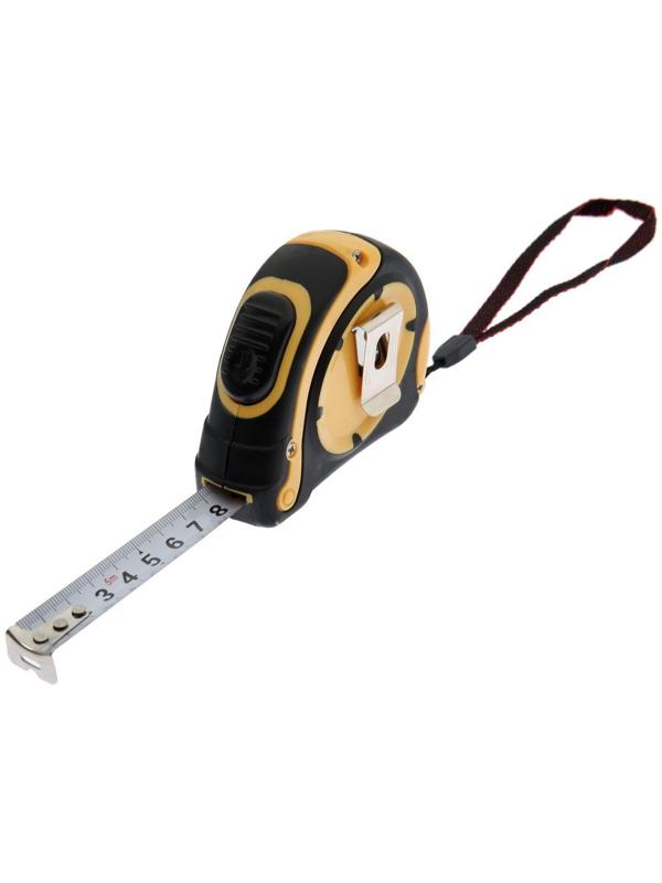 Рулетка ТУНДРА, двухкомпонентный корпус, автостоп, 5 м х 19 мм