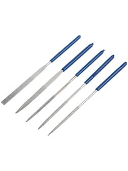 Набор надфилей алмазных ТУНДРА, обрезиненные рукоятки, 50 х 140 х 3 мм, 5 шт.