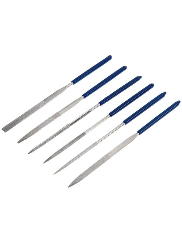 Набор надфилей алмазных ТУНДРА, обрезиненные рукоятки, 50 х 140 х 3 мм, 6 шт.