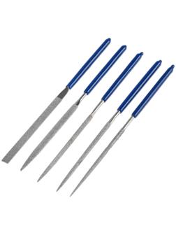 Набор надфилей алмазных ТУНДРА, обрезиненные рукоятки, 70 х 140 х 3 мм, 5 шт.