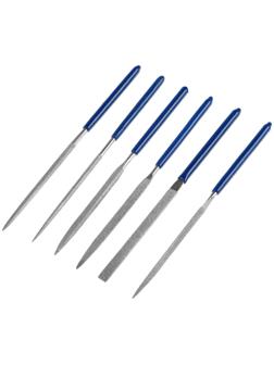 Набор надфилей алмазных ТУНДРА, обрезиненные рукоятки, 70 х 140 х 3 мм, 6 шт.