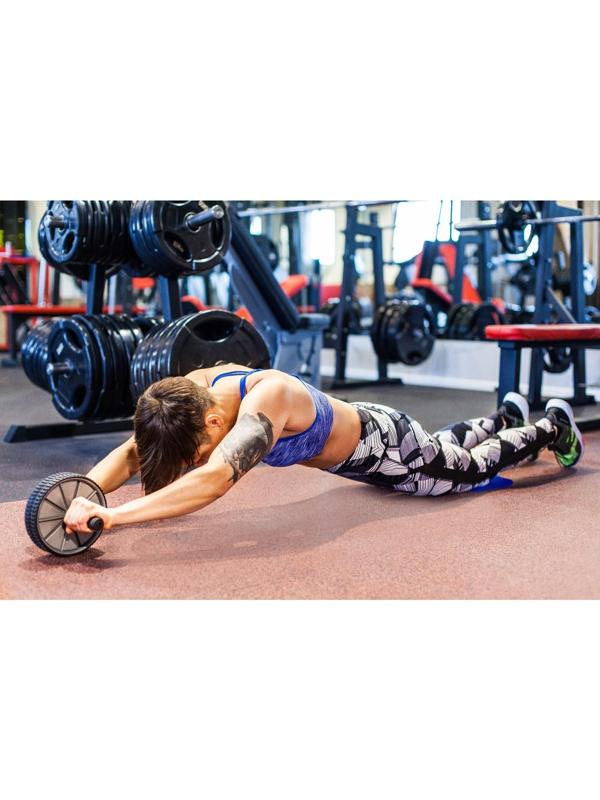 Набор для фитнеса (ролик для пресса+эспандер), цвет красный