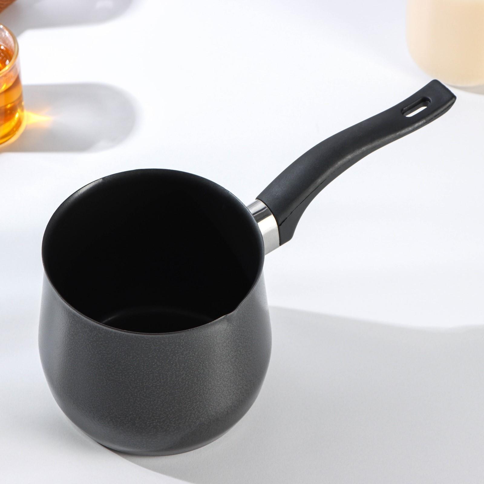 Турка «Мортен», 900 мл, 23,5×11,5×10,5 см, пластиковая ручка, антипригарное покрытие, цвет чёрный