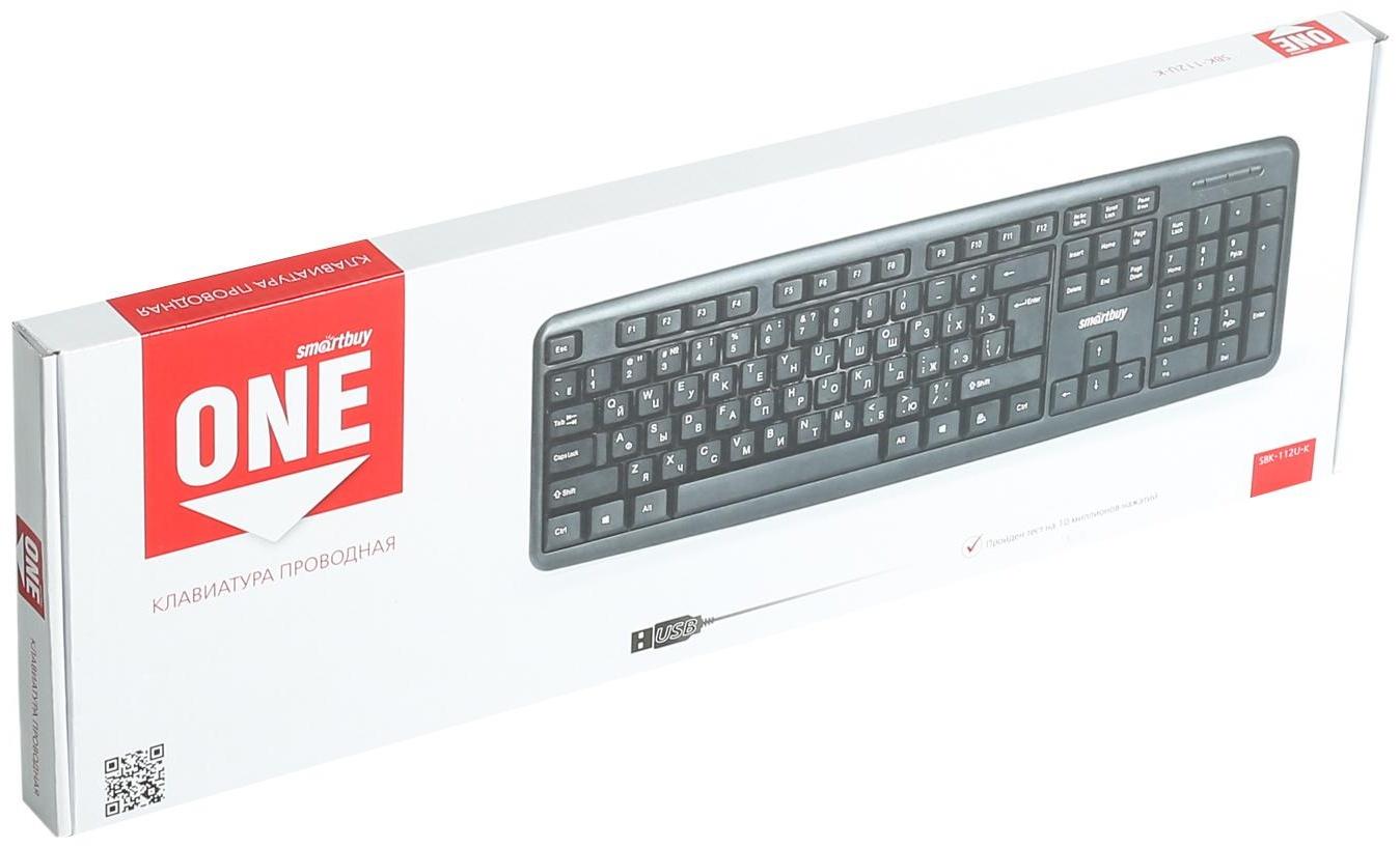 Клавиатура Smartbuy ONE 112, проводная, мембранная, 104 клавиши, USB, чёрная
