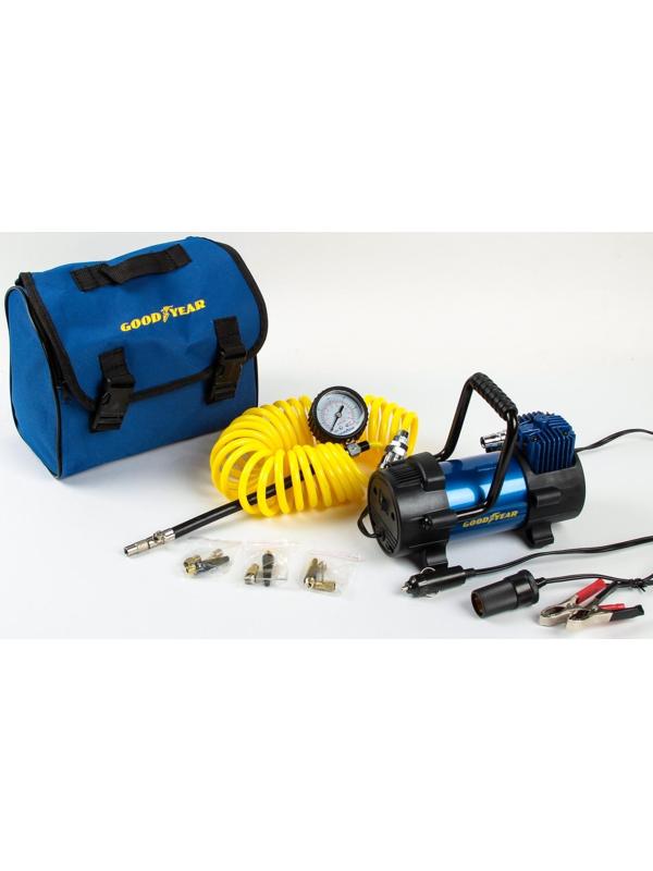 Компрессор автомобильный Goodyear GY-40L, 40 л/мин, со съемной ручкой, съемный витой шланг, с сумкой