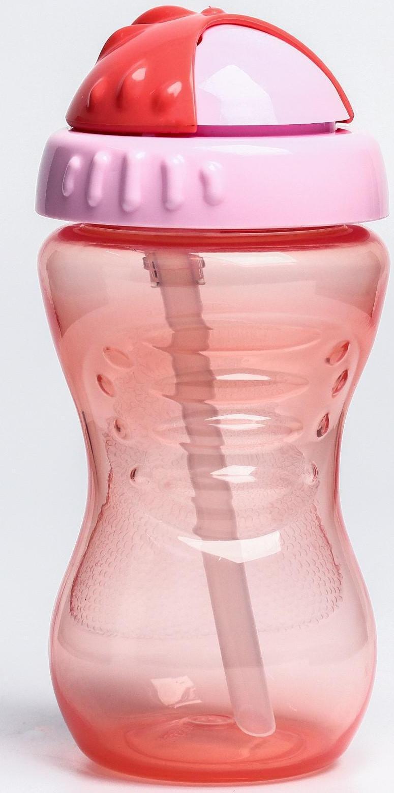 Поильник детский с трубочкой, 340 мл, цвета МИКС