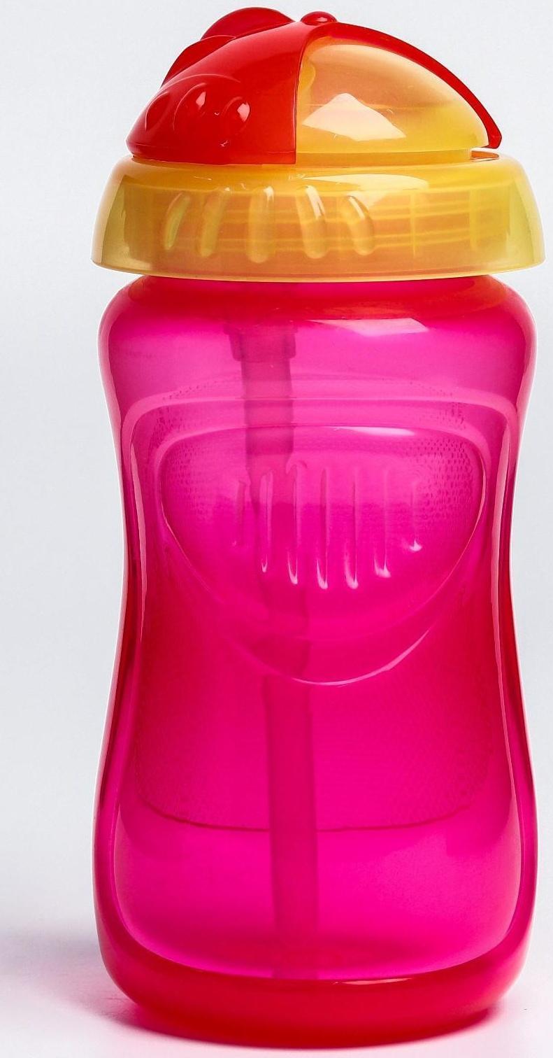 Поильник детский с трубочкой, 340 мл, цвета МИКС