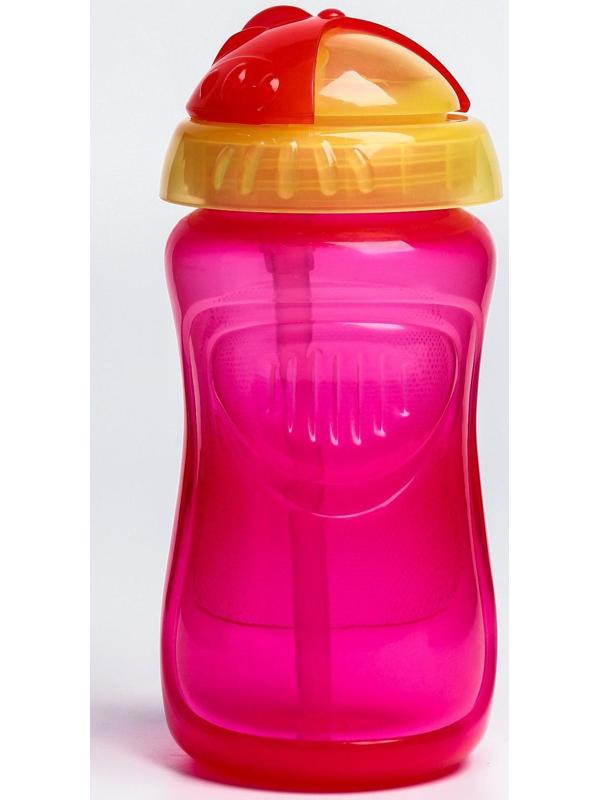 Поильник детский с трубочкой, 340 мл, цвета МИКС