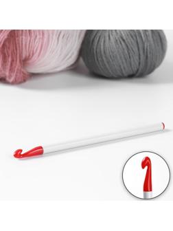 Крючок для вязания, d = 7 мм, 16 см, цвет белый/красный
