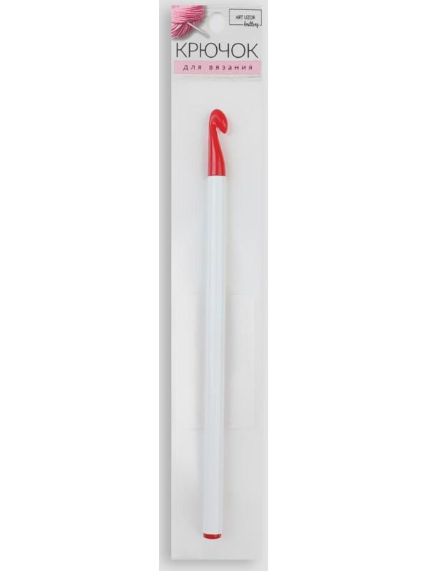Крючок для вязания, d = 7 мм, 16 см, цвет белый/красный