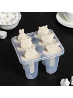 Форма для мороженого «Мордашки», 11×11×11 см, 6 ячеек, цвет МИКС