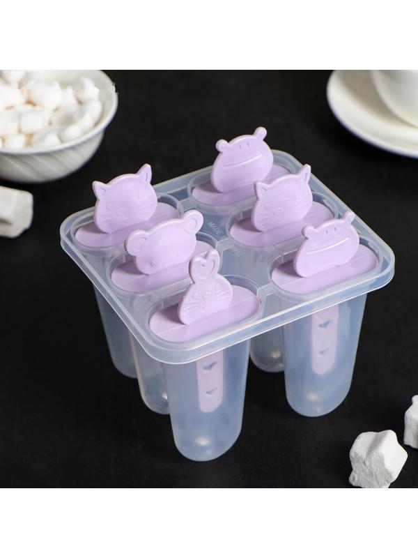 Форма для мороженого «Мордашки», 11×11×11 см, 6 ячеек, цвет МИКС