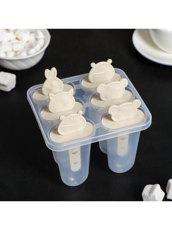 Форма для мороженого «Мордашки», 11×11×11 см, 6 ячеек, цвет МИКС