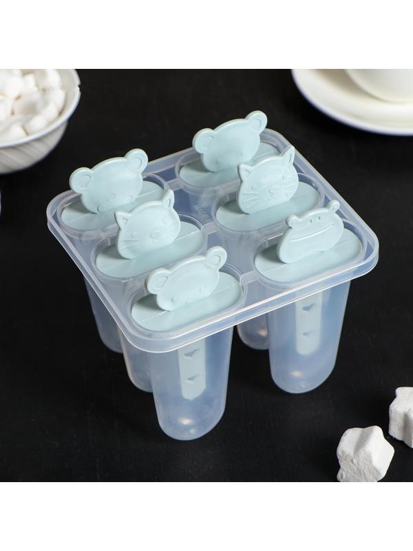 Форма для мороженого «Мордашки», 11×11×11 см, 6 ячеек, цвет МИКС