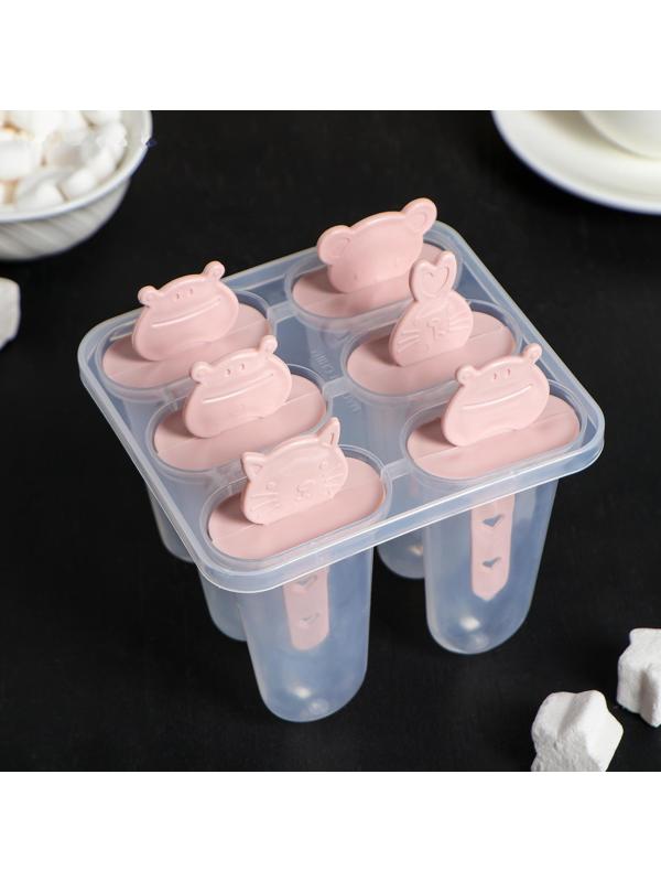 Форма для мороженого «Мордашки», 11×11×11 см, 6 ячеек, цвет МИКС