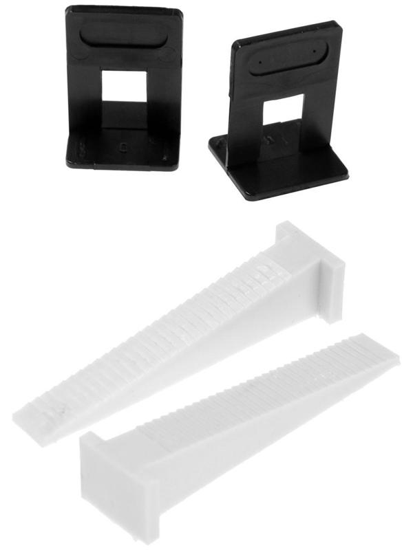 Комплект Зажим + Клин для выравнивания плитки ТУНДРА, в упаковке 40/40 шт.