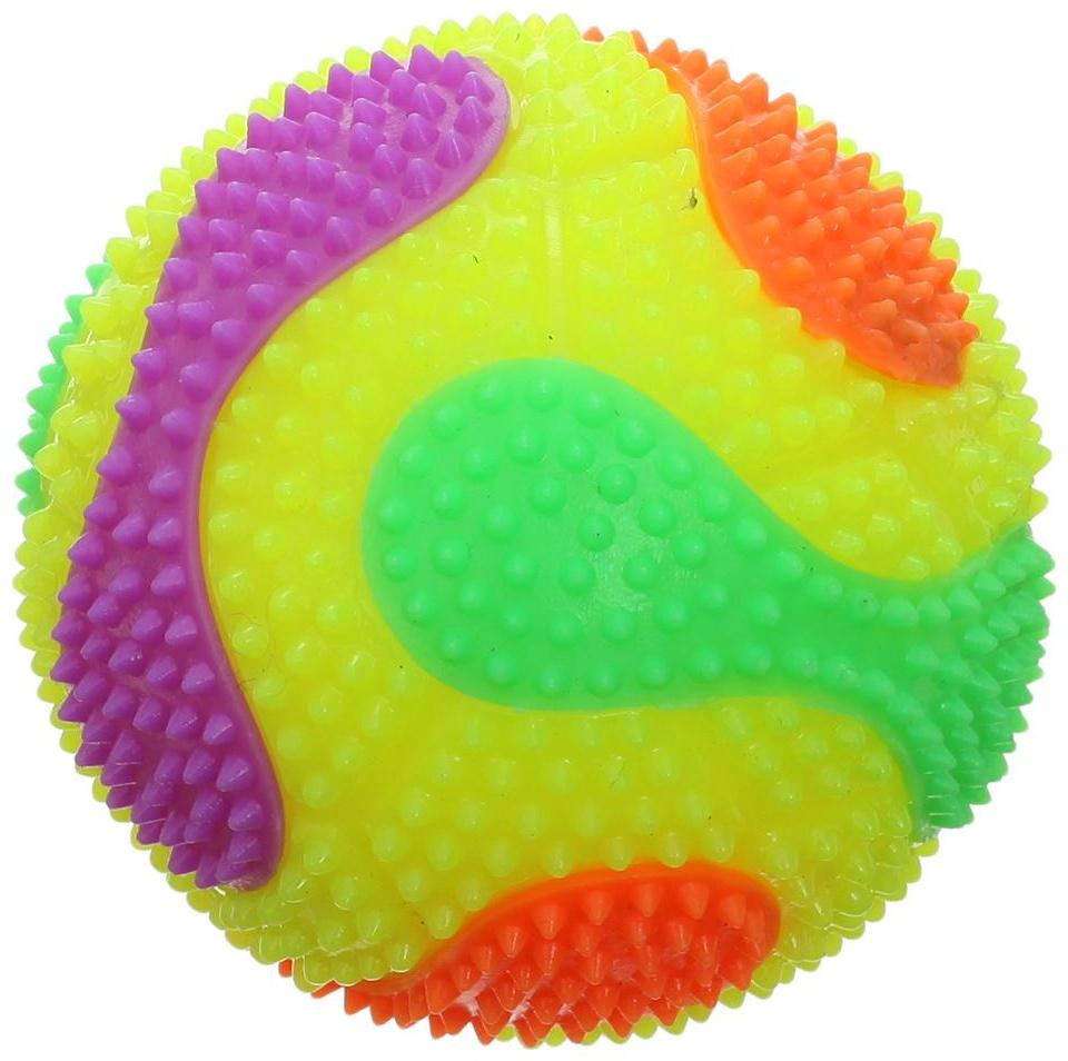 Мяч «Спорт», световой, с пищалкой, на резинке, 6,5 см., микс / 1 шт