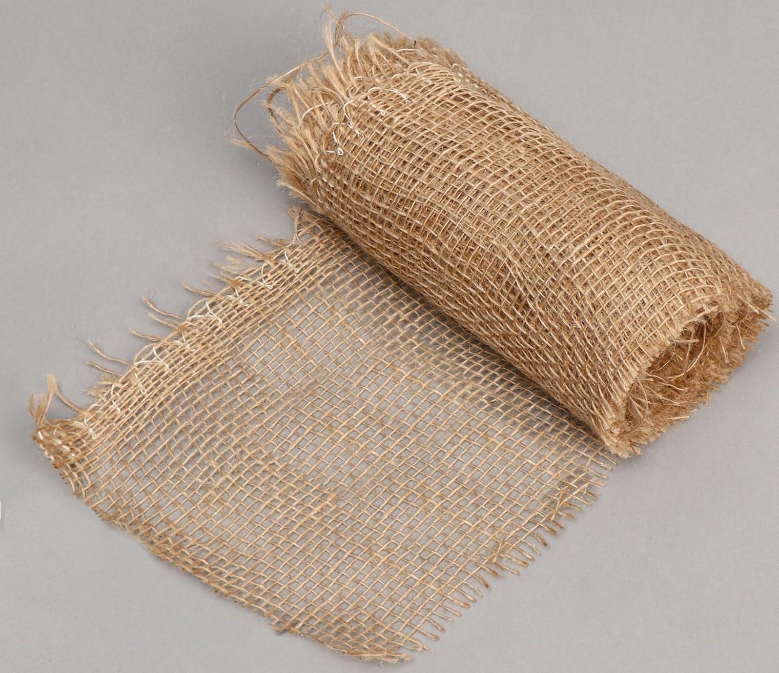 Лента из джутового полотна, 5 × 0,15 м, плотность 190 г/м², плетение 34/24