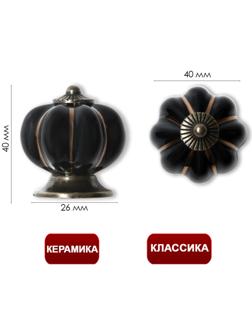 Ручка-кнопка PEONY Ceramics 001, керамическая, черная