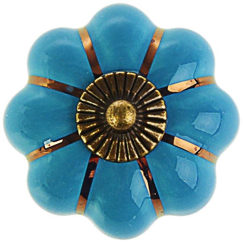 Ручка-кнопка PEONY Ceramics 001, керамическая, синяя