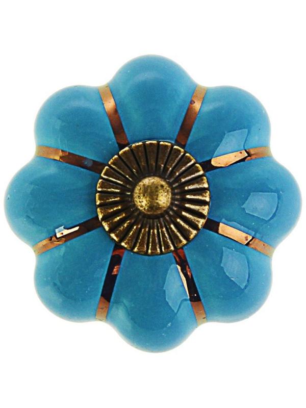 Ручка-кнопка PEONY Ceramics 001, керамическая, синяя