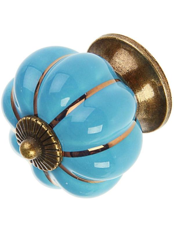 Ручка-кнопка PEONY Ceramics 001, керамическая, синяя