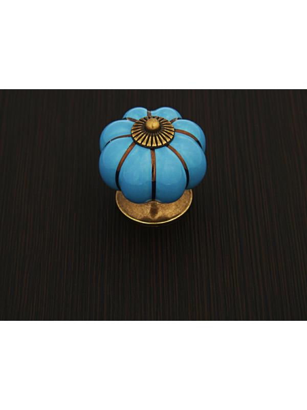 Ручка-кнопка PEONY Ceramics 001, керамическая, синяя