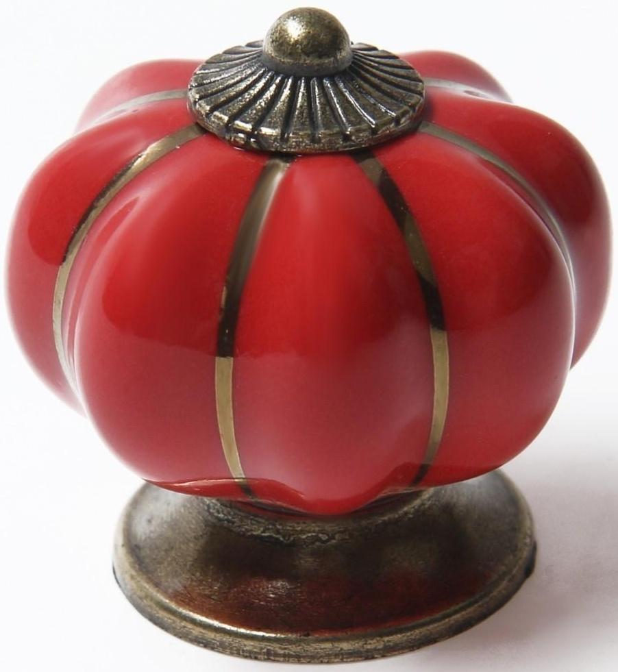 Ручка-кнопка PEONY Ceramics 001, керамическая, красная