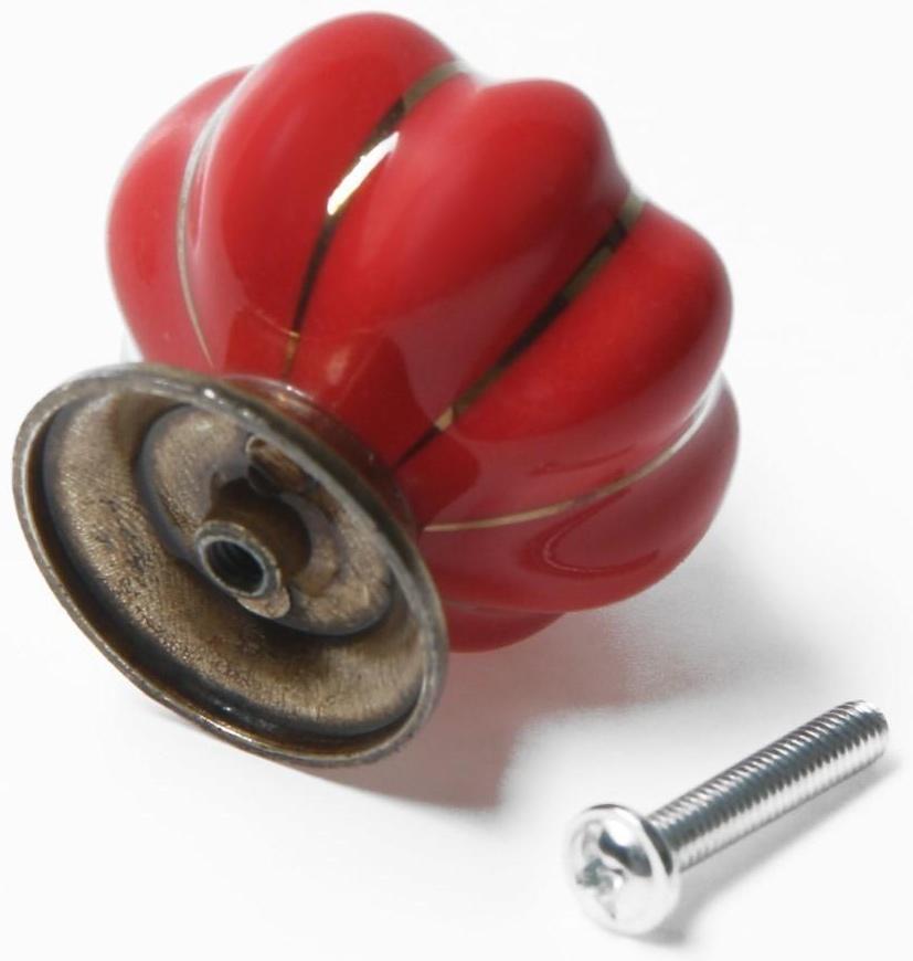 Ручка-кнопка PEONY Ceramics 001, керамическая, красная