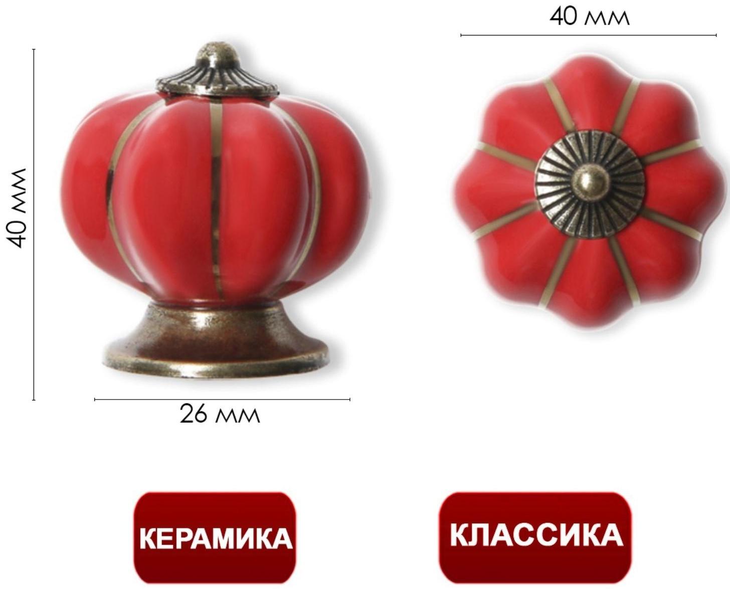Ручка-кнопка PEONY Ceramics 001, керамическая, красная