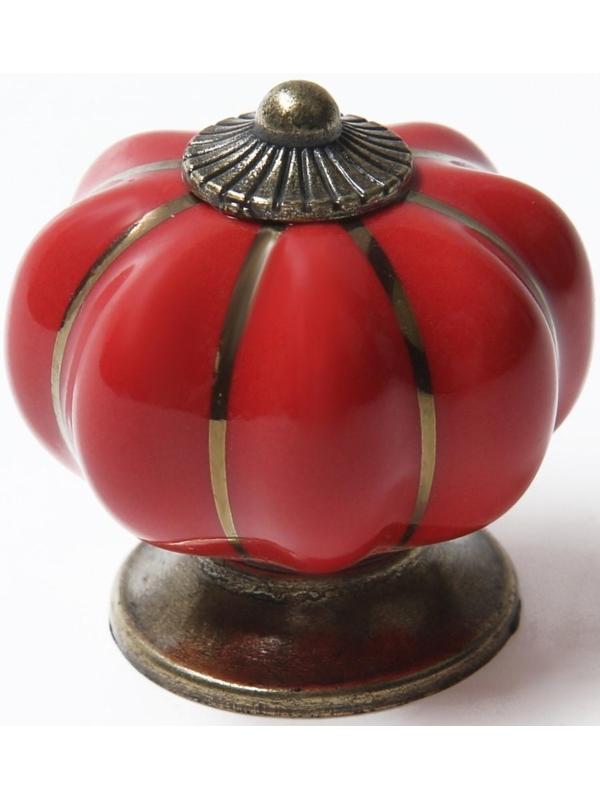 Ручка-кнопка PEONY Ceramics 001, керамическая, красная