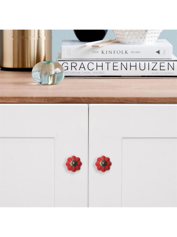 Ручка-кнопка PEONY Ceramics 001, керамическая, красная