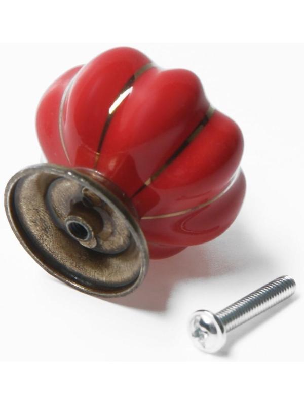 Ручка-кнопка PEONY Ceramics 001, керамическая, красная