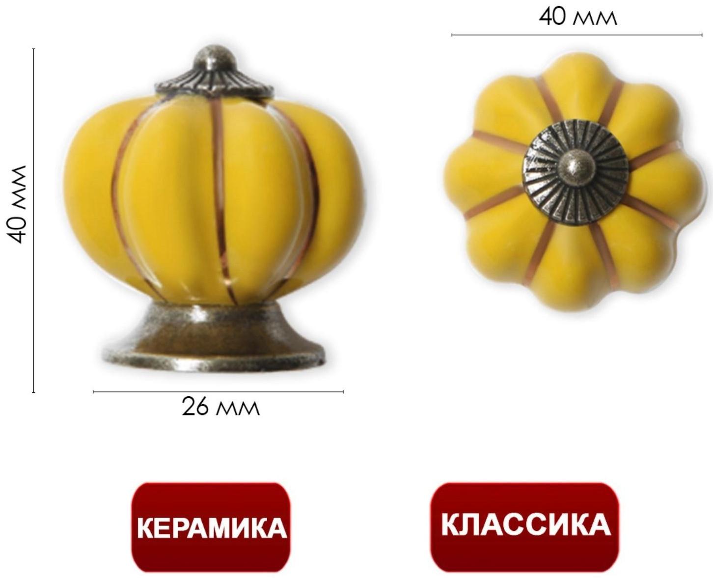 Ручка-кнопка PEONY Ceramics 001, керамическая, желтая