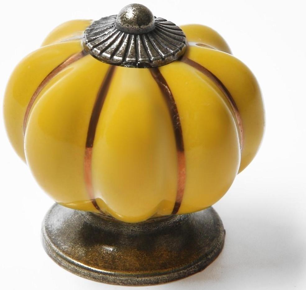 Ручка-кнопка PEONY Ceramics 001, керамическая, желтая