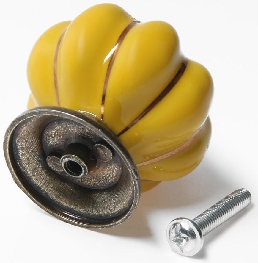 Ручка-кнопка PEONY Ceramics 001, керамическая, желтая