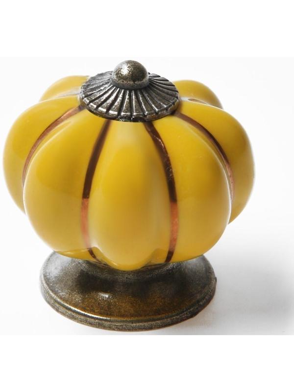 Ручка-кнопка PEONY Ceramics 001, керамическая, желтая