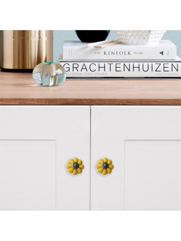 Ручка-кнопка PEONY Ceramics 001, керамическая, желтая